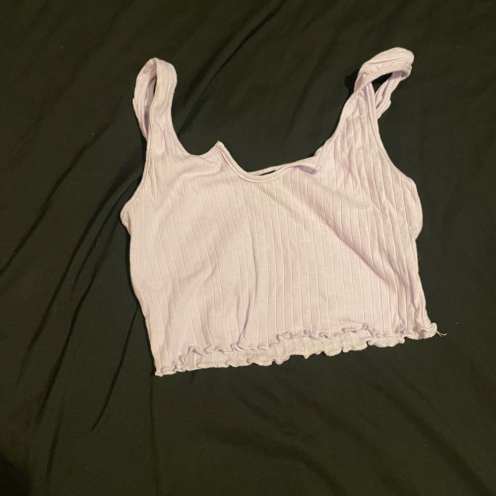 Ribbed Lilac Crop Tank Top - Women